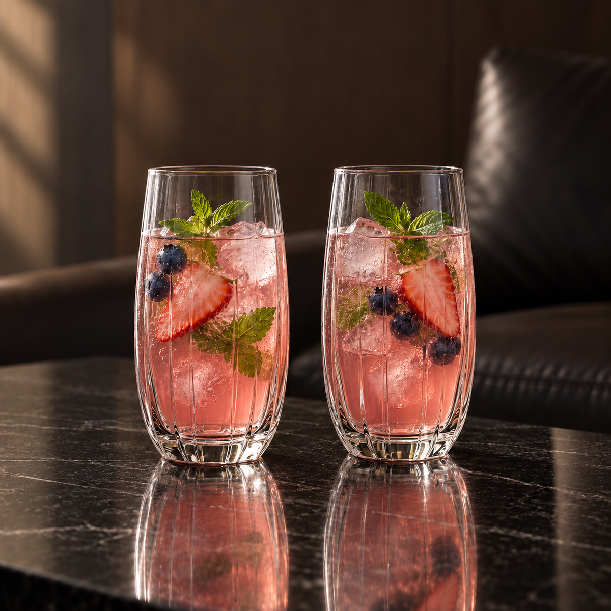 T-417 highball glasses with berry lemonade