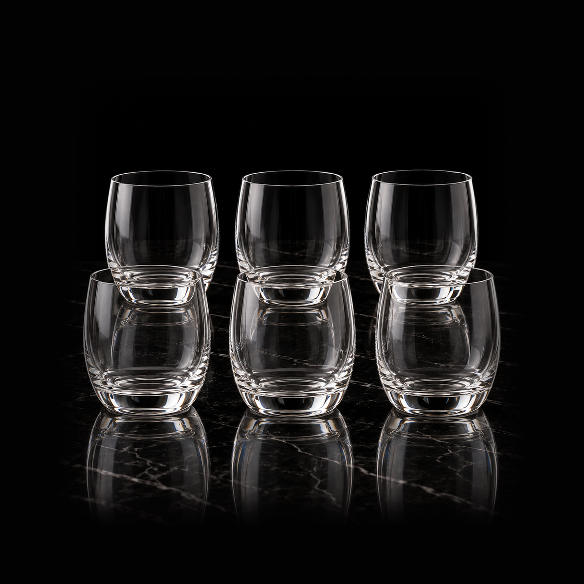 T-501 set of 6 tumblers on black marble