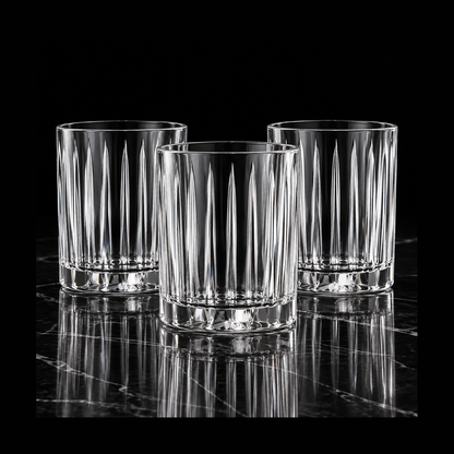 Lowball glasses on black marble