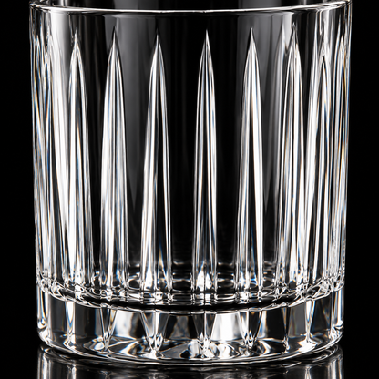 Lowball glass flute cut close-up