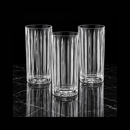 Highball glasses on black marble