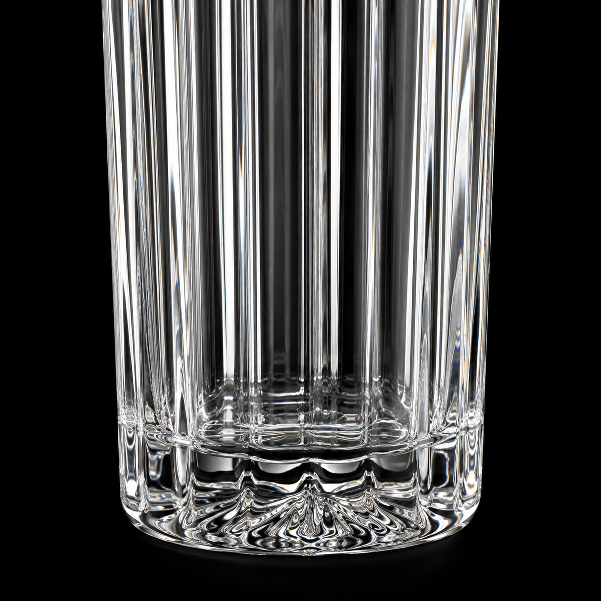 Highball glass flute cut close-up