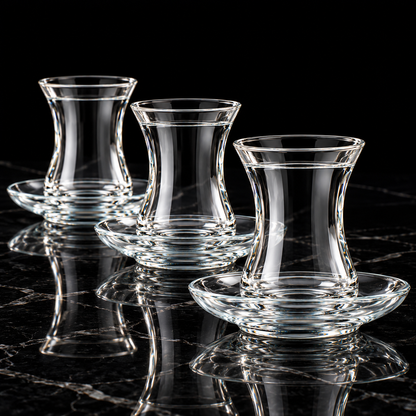 Turkish Tea Glasses on black marble