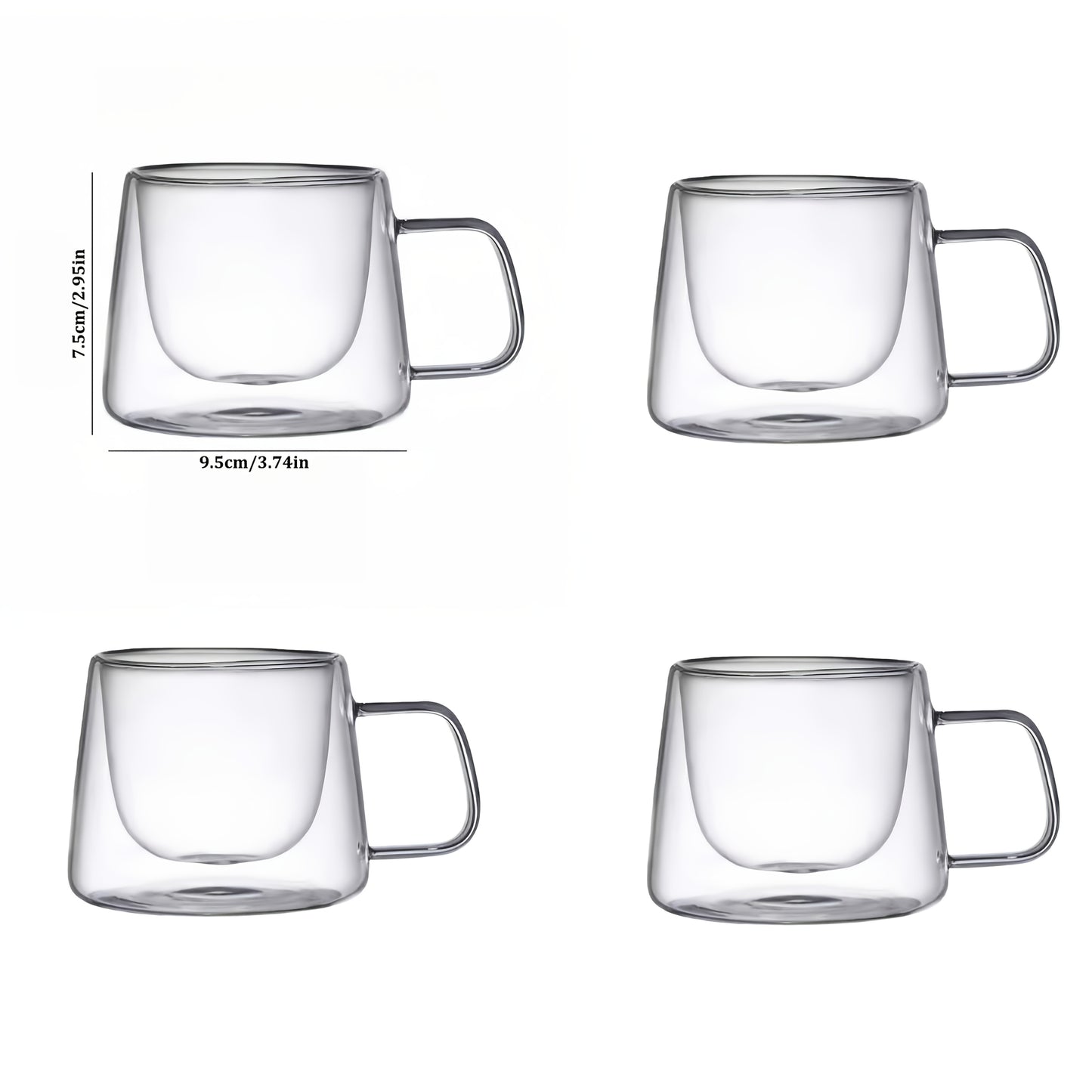4pcs Double-Wall Heat-Resistant Glass Coffee Cups