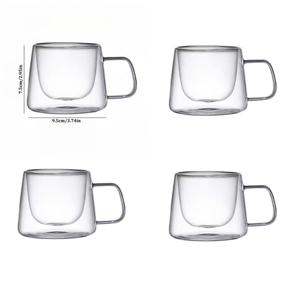 4pcs Double-Wall Heat-Resistant Glass Coffee Cups