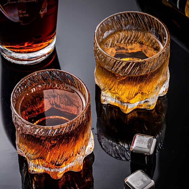 2pcs/4pcs Thickened Glacier Style Octagonal Glass Cup Frosted Glass Cup Whiskey Cup Coffee Cup Drink Cup 5
