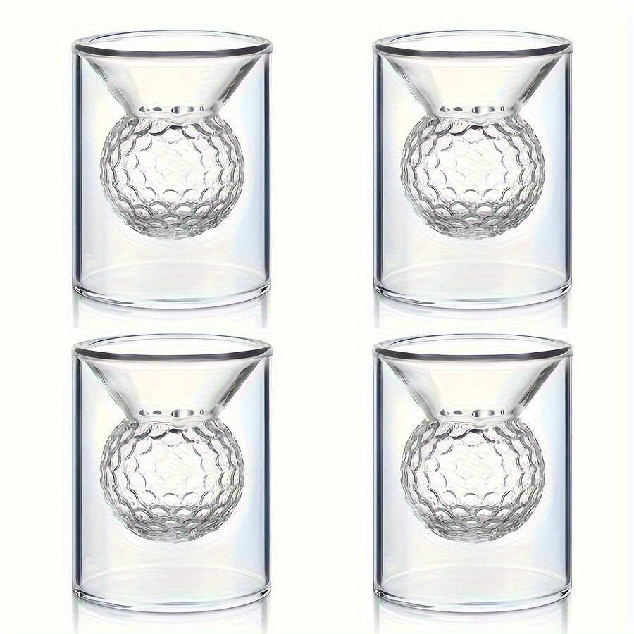 4pcs Double-Walled Golf Ball Shot Glasses Handmade