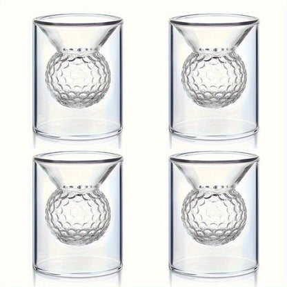 4pcs Double-Walled Golf Ball Shot Glasses Handmade