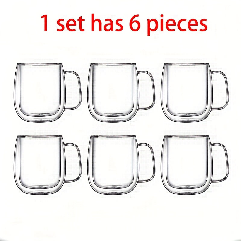 1-2-4-6-Double Wall Glass Coffee Mugs - 12.5oz Insulated Clear Coffee Mugs Perfect For Espresso