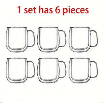 1-2-4-6-Double Wall Glass Coffee Mugs - 12.5oz Insulated Clear Coffee Mugs Perfect For Espresso
