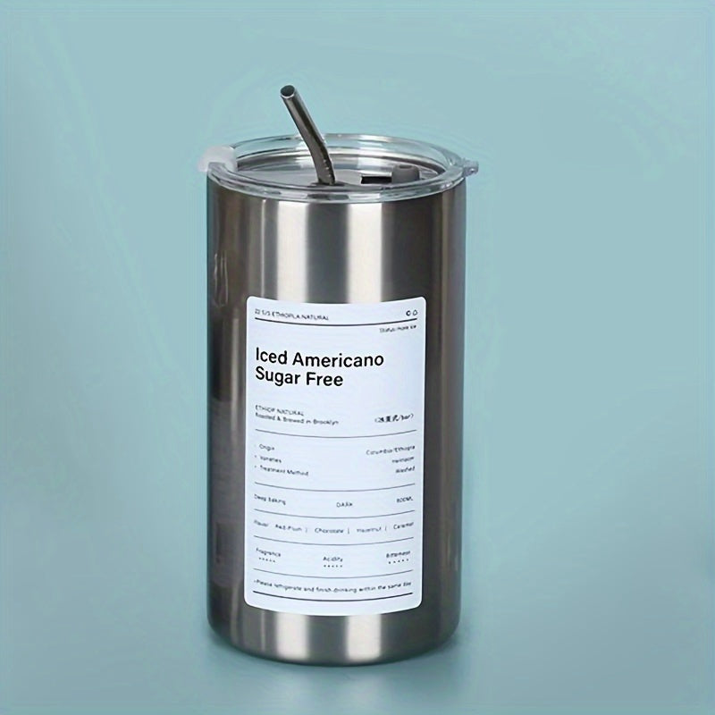 1pc Stainless Steel Insulated Coffee Mug With Lid & Straw - 11.8oz/20.3oz Double-Walled Vacuum Insulation For Hot & Cold Drinks - Modern Design 6