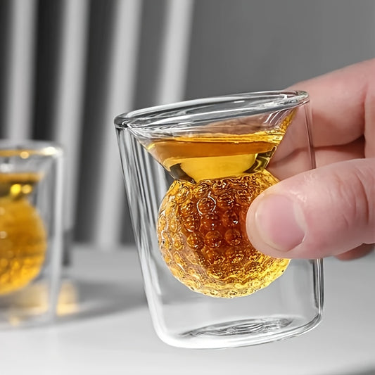 4/2pcs Double-Layered Golf Ball Glass Set