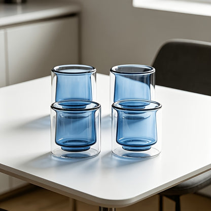 4pcs High-Temperature Resistant And Anti-Scald Double-Layer Borosilicate Glass Cup Set 5