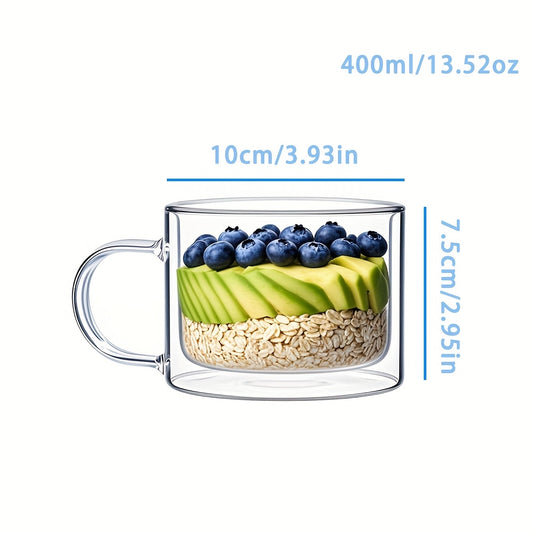 1/2/4pcs 400ml Double-layered Glass Cup With Handle