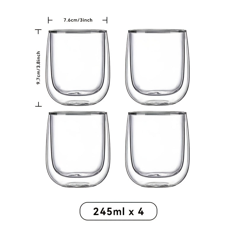 2/4/6pcs Set - High Borosilicate Double-Wall Glass Brewing Cup