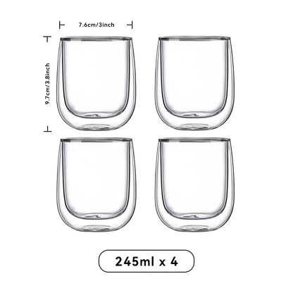 2/4/6pcs Set - High Borosilicate Double-Wall Glass Brewing Cup
