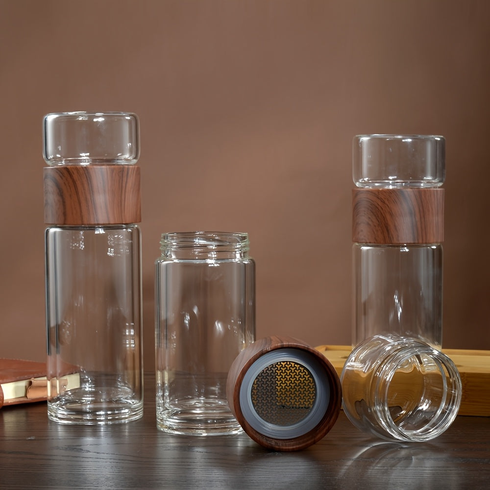 1pc Double-Layer High Borosilicate Glass Cup Men Women Tea Separation Water Cup Women'S High Aesthetic Flower Tea Cup
