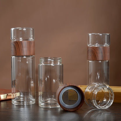 1pc Double-Layer High Borosilicate Glass Cup Men Women Tea Separation Water Cup Women'S High Aesthetic Flower Tea Cup