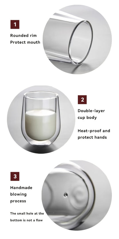 2/4/6pcs Set - High Borosilicate Double-Wall Glass Brewing Cup