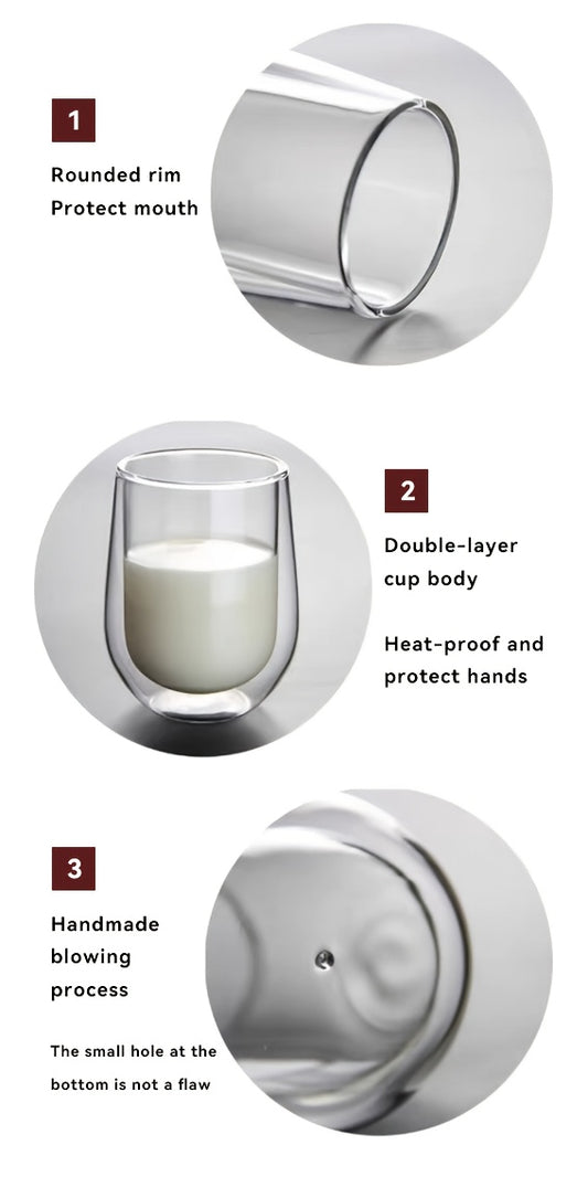 2/4/6pcs Set - High Borosilicate Double-Wall Glass Brewing Cup