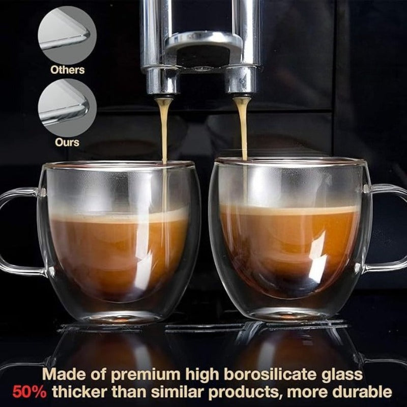 Double-walled Coffee Cup With Handle Borosilicate Glass Coffee Mug 6