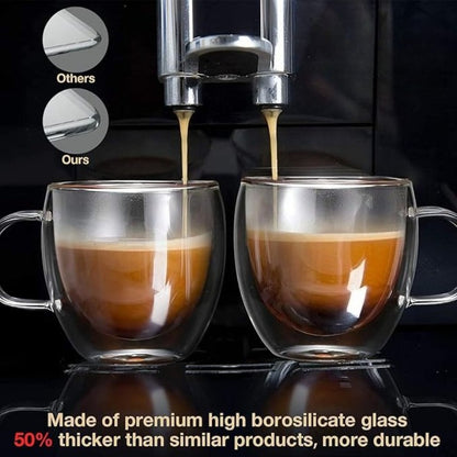 Double-walled Coffee Cup With Handle Borosilicate Glass Coffee Mug 6