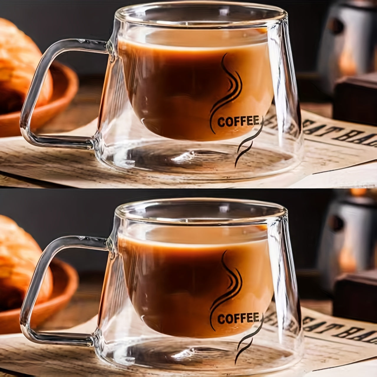 2pcs 250ml Double-Layer Glass Coffee Mug