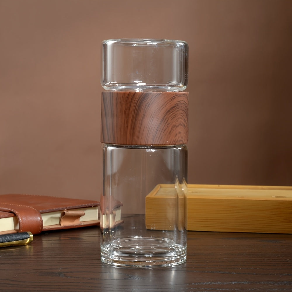 1pc Double-Layer High Borosilicate Glass Cup Men Women Tea Separation Water Cup Women'S High Aesthetic Flower Tea Cup