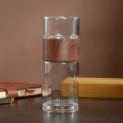 1pc Double-Layer High Borosilicate Glass Cup Men Women Tea Separation Water Cup Women'S High Aesthetic Flower Tea Cup