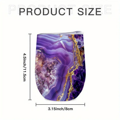 Christmas Gift: 1-Pack 12oz Double-Wall Vacuum Insulated Amethyst Quartz Tumbler