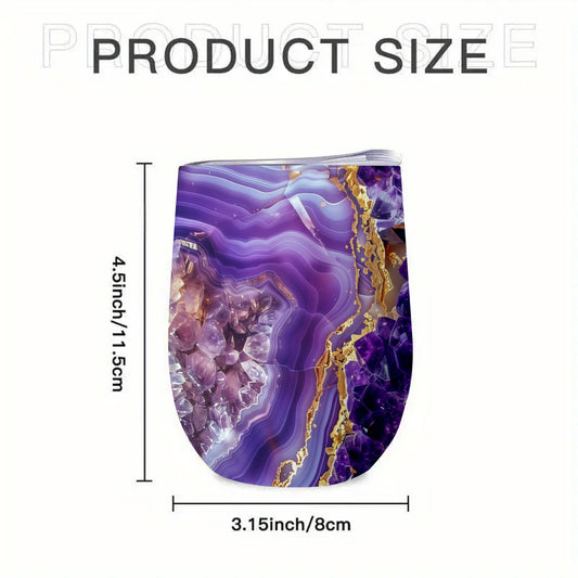 Christmas Gift: 1-Pack 12oz Double-Wall Vacuum Insulated Amethyst Quartz Tumbler