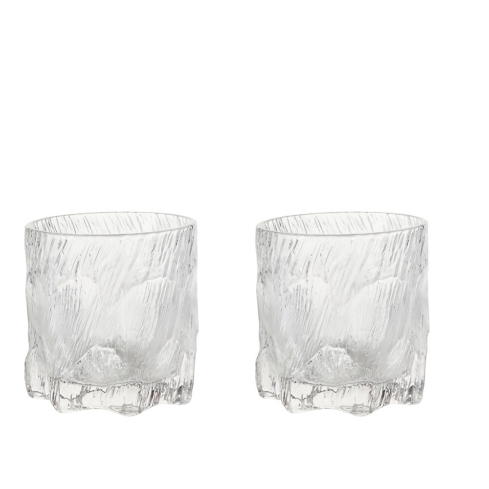 2pcs/4pcs Thickened Glacier Style Octagonal Glass Cup Frosted Glass Cup Whiskey Cup Coffee Cup Drink Cup