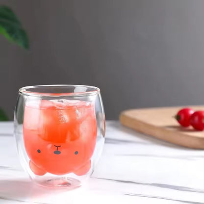 1pc Double-Layer Glass Cup With Wide Mouth For Easy Cleaning + Smooth Grip For Office Coffee Cup/Home Milk Cup/Hot & Cold Drink Cup/Water Cup/Animal Embossed Cup/Office Water Cup/Dual-Use Cup/Double-Layer Insulated Cup/Coffee Milk Cup 7