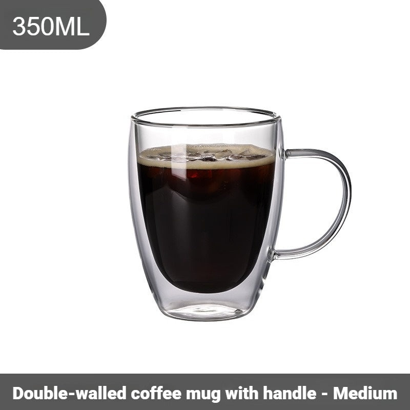 Double-walled Coffee Cup With Handle Borosilicate Glass Coffee Mug