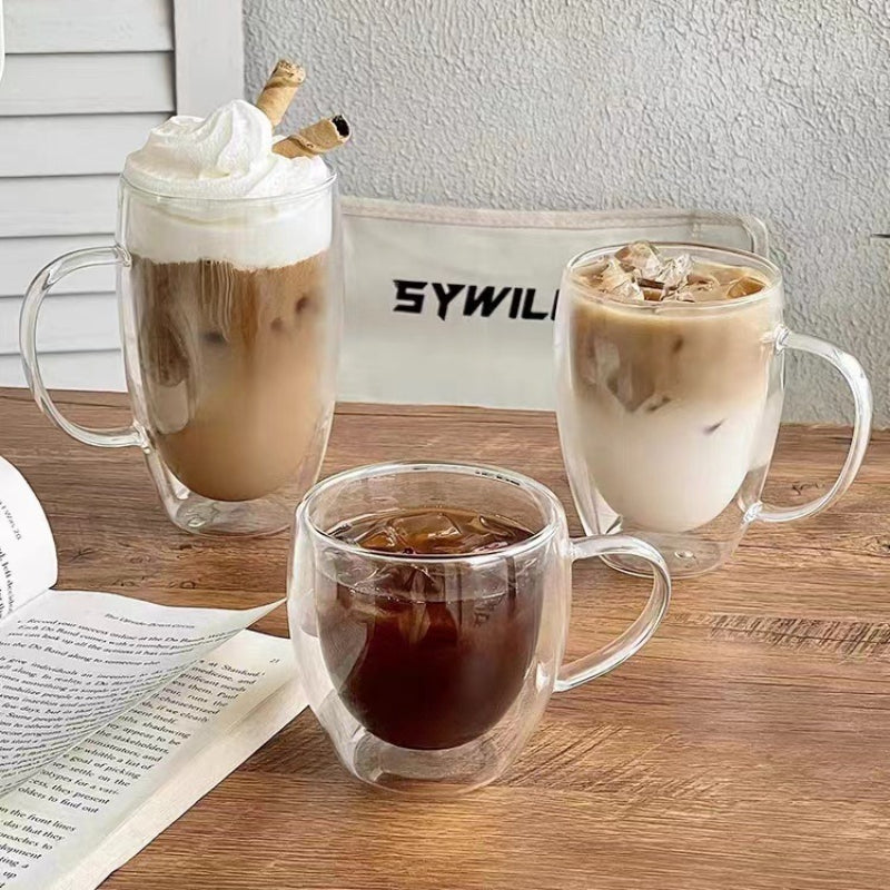 Double-walled Coffee Cup With Handle Borosilicate Glass Coffee Mug 5