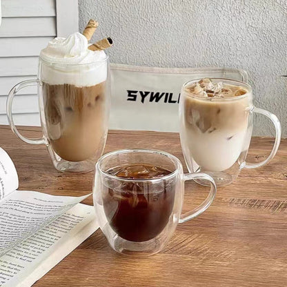 Double-walled Coffee Cup With Handle Borosilicate Glass Coffee Mug 5
