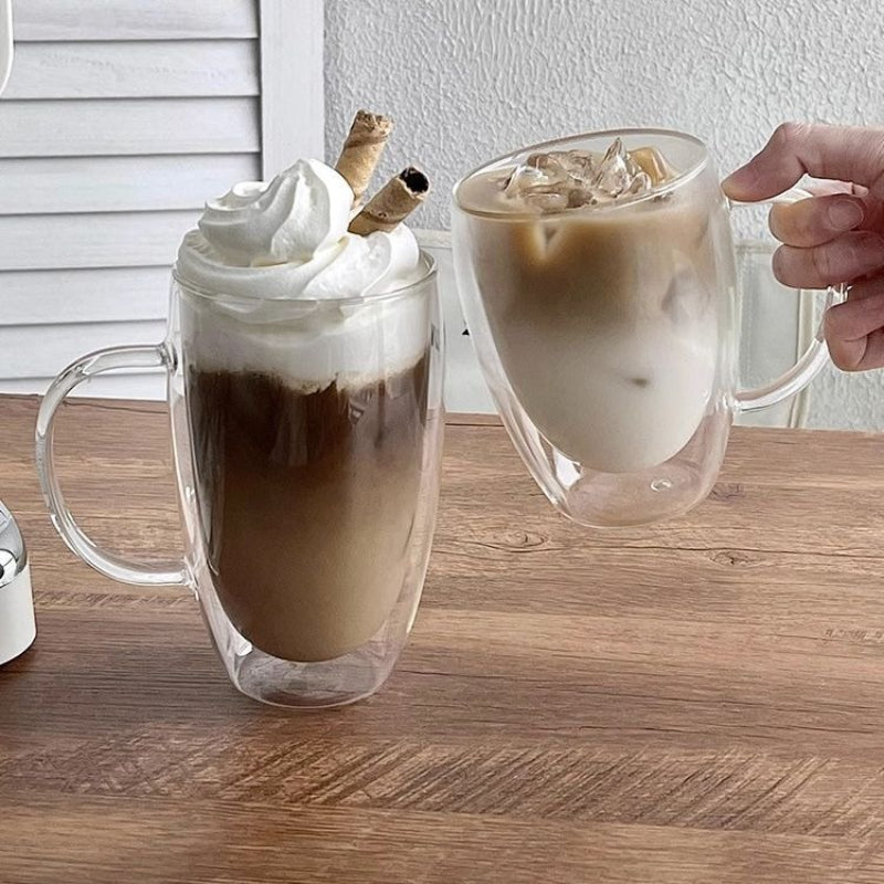 Double-walled Coffee Cup With Handle Borosilicate Glass Coffee Mug 9