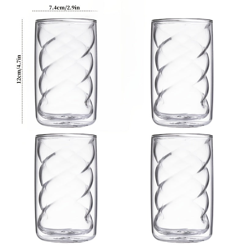 4pcs Double-Layer Insulated Glass Coffee Cups