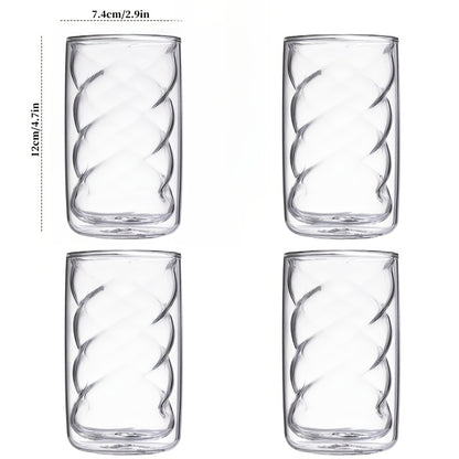 4pcs Double-Layer Insulated Glass Coffee Cups