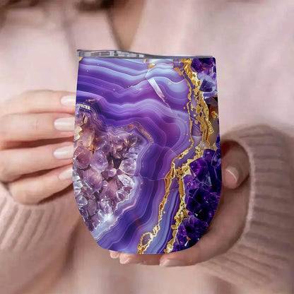 Christmas Gift: 1-Pack 12oz Double-Wall Vacuum Insulated Amethyst Quartz Tumbler 4