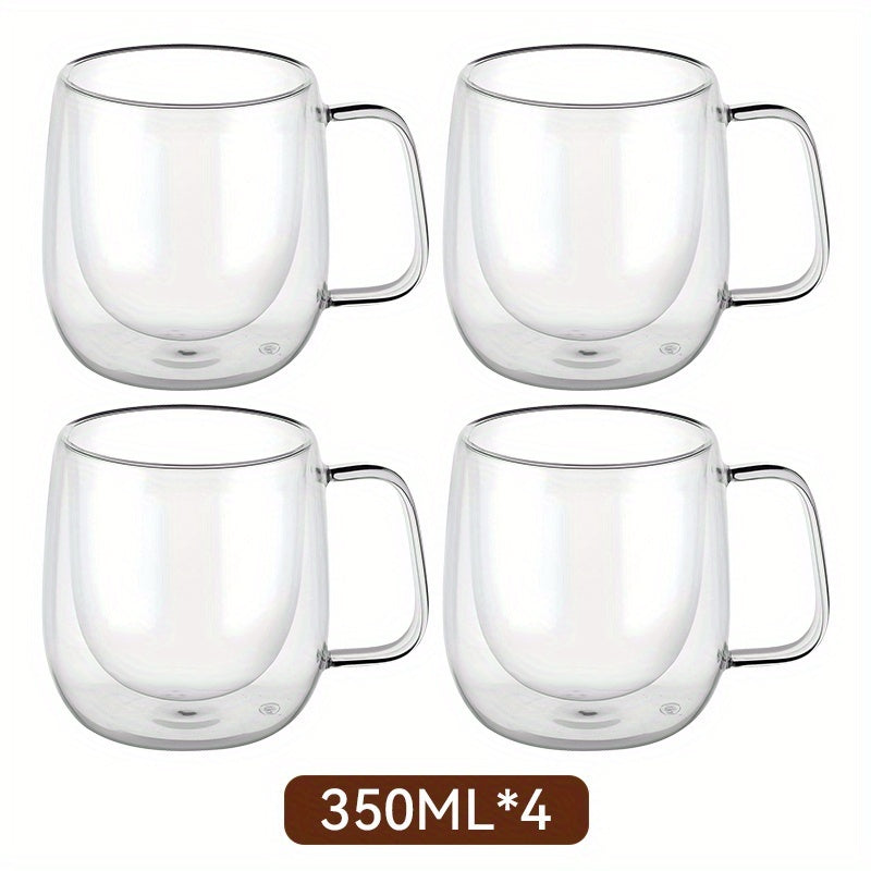 LDQ 2/4pcs High Borosilicate Double-Layer Glass Mugs