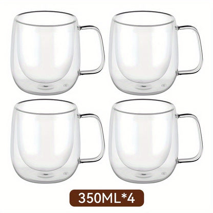 LDQ 2/4pcs High Borosilicate Double-Layer Glass Mugs