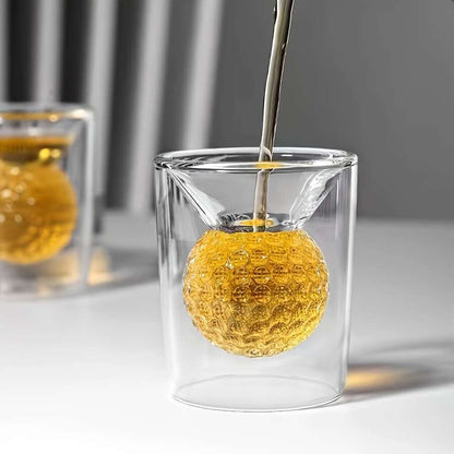 4pcs Double-Walled Golf Ball Shot Glasses Handmade 5