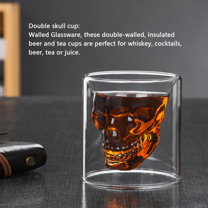 2pcs/4pcs Skull Glass Set - Large Capacity 250ml Double-Wall Glass Espresso Cups 4