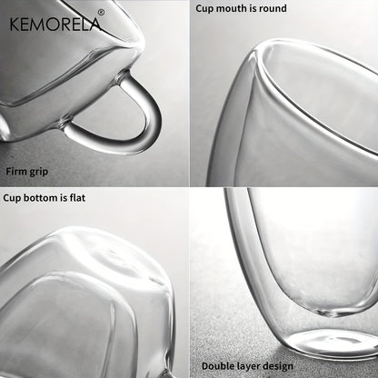150ml/250ml Double Wall Heart Shaped Glass Coffee Mugs 5/8.5oz 7