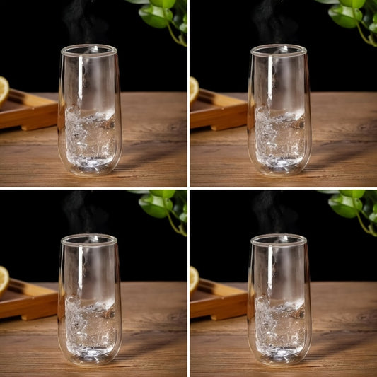 4pcs/6pcs High Borosilicate Double Wall Insulated Glass Water Cup Milk Cup Drinking Cup