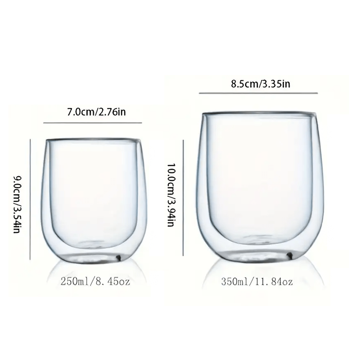 6 Pack - 350ml Double Layer Glass Coffee Cup 6