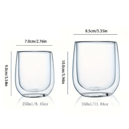 6 Pack - 350ml Double Layer Glass Coffee Cup 6