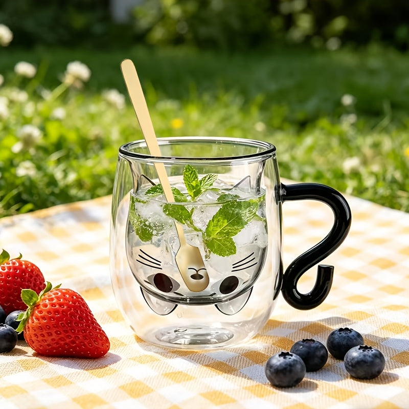 Creative Cartoon Cat Water Cup Home Breakfast Coffee Cup High Temperature Insulation Milk Cup Double-Walled Glass Cup 3