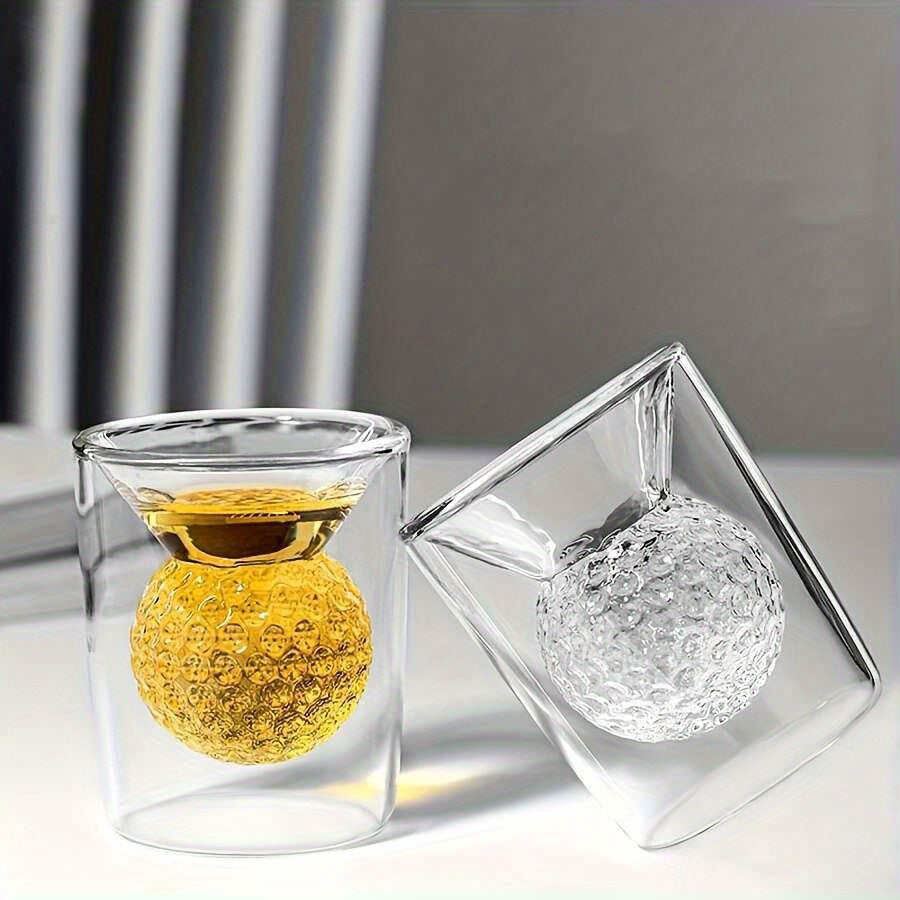4pcs Double-Walled Golf Ball Shot Glasses Handmade 6